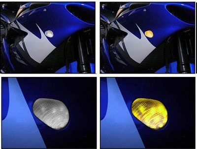 1999-2002 YAMAHA YZF-R6 Greggs Custom Signals Red Frosted Front Lights 