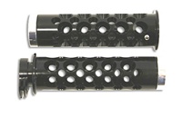 Anodized Black Straight Grips for Suzuki with Round Holes and Flat End Caps (Product Code #A3006B)