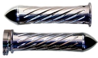 Polished Curved Grips With Swirled Design & Pointed Ends for Honda (product code# A3244P)