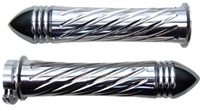 Polished Curved Grips With Swirled Design & Pointed Ribbed Ends for Honda (product code# A3244PR)
