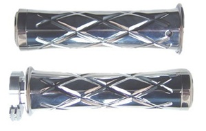 Polished Curved Grips With Criss Cross Design & Flat Ends for Honda (product code# A3245)