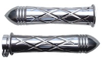 Polished Curved Grips With Criss Cross Design & Pointed Ribbed Ends for Honda (product code# A3245PR)
