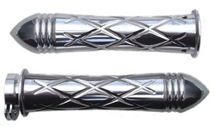 Polished Curved Grips With Criss Cross Design & Pointed Ribbed Ends for Honda (product code# A3245PR)