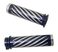 Anodized Black Straight Grips With Swirl Design & Flat Ends for Honda (product code# A3246B)