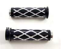 Anodized Black Kawasaki Grips (All Years) Straight, Criss Cross, Flat ends (product code# A3259B)