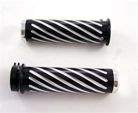 Anodized Black Straight Grips for Kawasaki ZX6, ZX7, ZX10, ZX12, ZX14, ZX636 (Fits all years) Swirled Edition With Flat Ends (product code #A3260B)