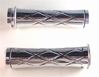Polished Curved Grips for Kawasaki Models CrissCross Edition With Pointed Ends (product code #A3261)