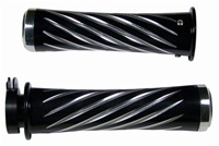 Anodized Black Straight Grips for Kawasaki Models Swirled Edition With Flat Ends (product code #A3262B)