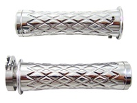 Polished Grips Curved Diamond Cut with Flat Ends for Suzuki GSXR 600/750/1000 (96-10), Hayabusa (99-10), Katana (all years) (product code: A4037F)