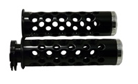 Polished Straight Anodized Black Grips With Holes & Flat Ends for Honda Models (product code# A4038B)