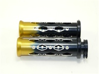 UNIVERSAL ANODIZED BLACK/GOLD GRIPS WITH FLAT ENDS & DIAMOND CUT-OUT, SEE FITMENTS BELOW (PRODUCT CODE: A4286BG)