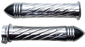 Triple Chromed Curved Grips With Swirled Design & Pointed Ribbed Ends for Honda (product code# CA3244PR)