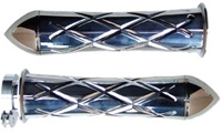 Triple Chromed Curved Grips With Criss Cross Design & Pointed Ends for Honda (product code# CA3245P)
