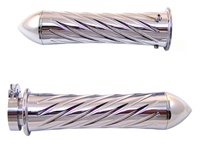 TRIPLE CHROMED SUZUKI GRIPS, CURVED IN, SWIRLED, POINTED ENDS (PRODUCT CODE# CA3250P)