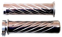 Chrome Yamaha R1, R6, R6s, FZ1 Grips Curved-In, Swirled, Flat Ends (product code# CA3255)