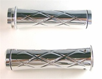Chrome Curved Grips for Kawasaki Models CrissCross Edition With Flat Ends (product code #CA3261)