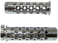 Triple Chrome Straight Grips with Holes & Flat ends for Kawasaki ZX6, ZX7, ZX9, ZX10, Z1000, ZX12, ZX14, ZX636 (Fits all years) (product code #CA4039)