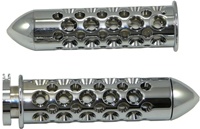 Yamaha R1/ R6R (00-Present) & R6S (03-09), Straight Grips with Holes & Pointed Flush Ends - Triple Chrome (product code: CA4050P)