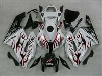 Motorcycle Fairings Kit - 2004-2005 Honda CBR 1000RR White/Red Flame Fairings | NH10405-79