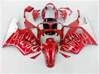 Motorcycle Fairings Kit - 2000-2001 Kawasaki ZX12R Red/White Flames Fairings | NK10001-17