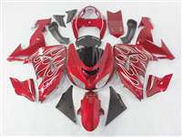 Motorcycle Fairings Kit - 2006-2007 Kawasaki ZX10R Candy Red with Flame Fairings | NK10607-12