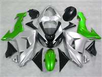 Motorcycle Fairings Kit - Silver/Green 2006-2007 Kawasaki ZX10R Motorcycle Fairings | NK10607-2
