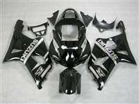 Motorcycle Fairings Kit - 2000-2002 Suzuki GSXR 1000 Chrome on Gloss Black Fairings | NS10002-12