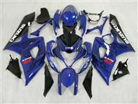 Motorcycle Fairings Kit - 2005-2006 Suzuki GSXR 1000 Black Flames on Blue Fairings | NS10506-32