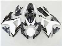 Motorcycle Fairings Kit - 2006-2007 Suzuki GSXR 600 750 White/Black Trim Fairings | NS60607-21