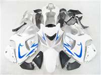 Motorcycle Fairings Kit - White/Blue Accents 2008-2020 Suzuki GSX1300R Hayabusa Fairings | NSH0817-19