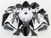 Motorcycle Fairings Kit - 1999-2007 Suzuki GSXR 1300 Hayabusa Corona Black/White Fairings | NSH9907-2