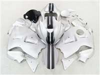 Motorcycle Fairings Kit - 1999-2007 Suzuki GSXR 1300 Hayabusa Racing Stripe Silver Fairings | NSH9907-37