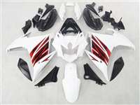 Motorcycle Fairings Kit - 2009-Present White/Red Accents Yamaha FZ6R Motorcycle Fairings | NYF0916-1