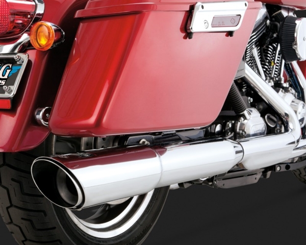 Harley Dyna '12-'17 Twin Slash 2-Into-1 Slip-On Chrome Exhaust by Vance