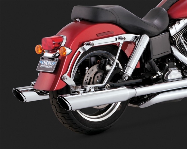 Harley Dyna '12-'16 Switchback Twin Slash Duals Chrome Exhaust by