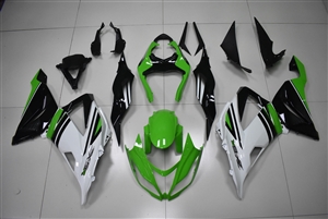 Motorcycle Fairings Kit - 2013-2018 Kawasaki ZX6R Green/Black/White Fairings | ZX613182